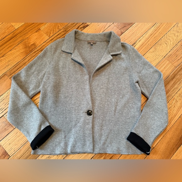 Lila P Long Sleeve One Button Gray/Black Cardigan Sweater Women’s Size M - Picture 5 of 16